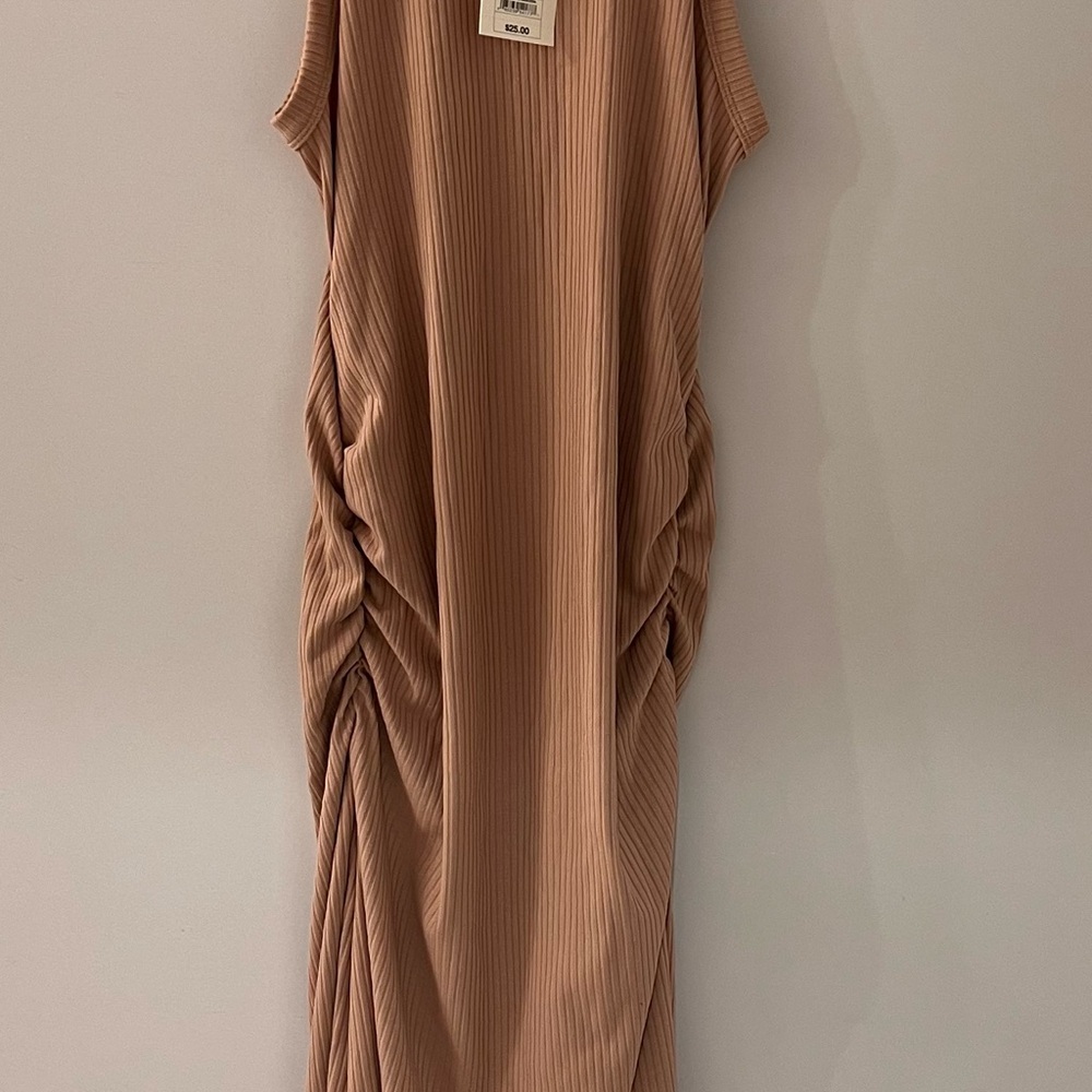 Target Brown Ruched Sheath Maxi Dress